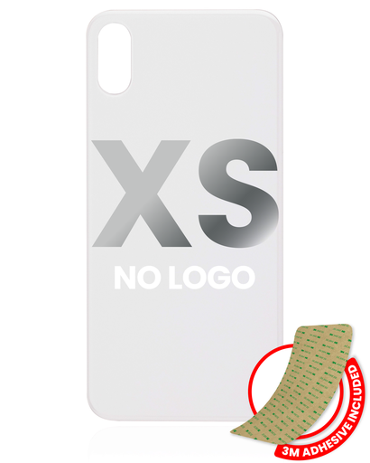 Back Glass With 3M Adhesive Compatible For iPhone XS (No Logo / Large Camera Hole) (Silver)
