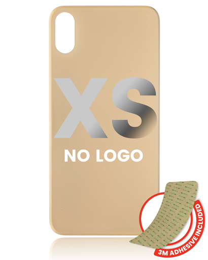 Back Glass With 3M Adhesive Compatible For iPhone XS (No Logo / Large Camera Hole) (Gold)