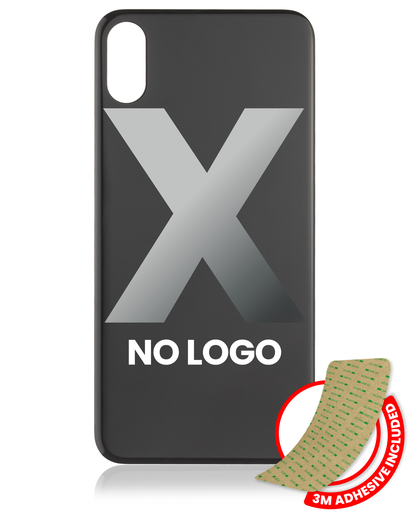 Back Glass With 3M Adhesive Compatible For iPhone X (No Logo / Large Camera Hole) (Space Gray)