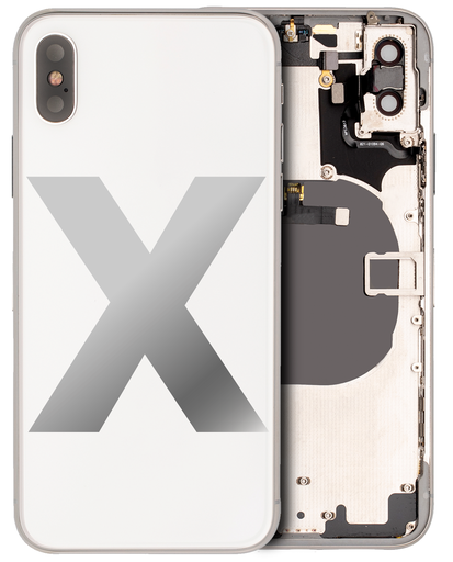 Back Housing W/ Small Components Pre-Installed Compatible For iPhone X (Used OEM Pull: Grade A) (Silver)