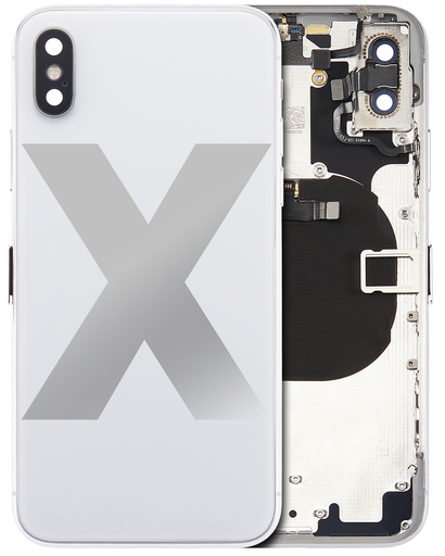 Back Housing W/ Small Components Pre-Installed Compatible For iPhone X (No Logo) (Aftermarket Plus) (Silver)