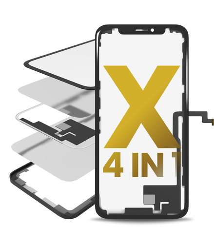 4 in 1 With Frame Included (Front Glass + OCA + Long Touch + OCA Pre-Installed) Compatible For iPhone X (OCA Master)