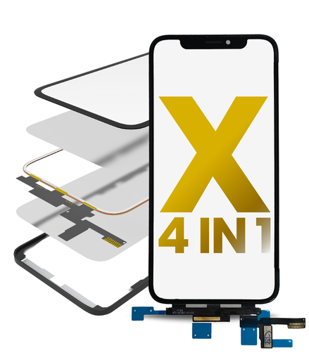 4 in 1 With Frame Included (Front Glass + OCA + Short Touch + OCA Pre-Installed) Compatible For iPhone X (OCA Master)