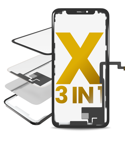 3 in 1 With Frame Included (Short Flex Digitizer + Front Glass + OCA Pre-Installed) Compatible For iPhone X