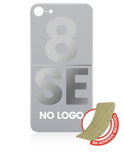 Back Glass With 3M Adhesive Compatible For iPhone 8 / SE (2020) (No Logo / Large Camera Hole) (Silver)