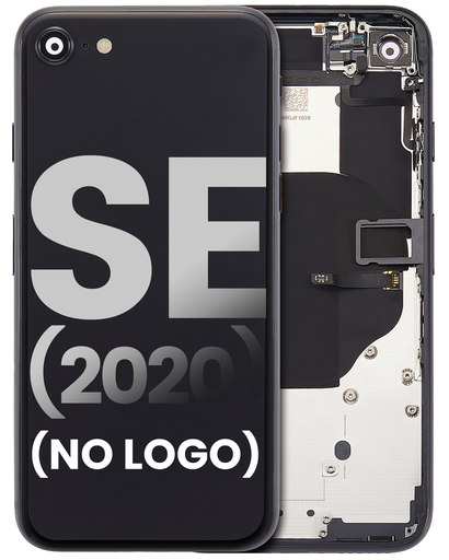 Back Housing W/ Small Components Pre-Installed Compatible For iPhone SE (2020) (No Logo) (Aftermarket Plus) (Black)