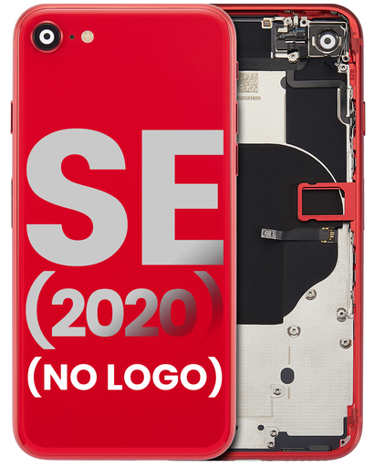 Back Housing W/ Small Components Pre-Installed Compatible For iPhone SE (2020) (No Logo) (Aftermarket Plus) (Red)