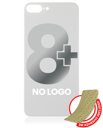 Back Glass With 3M Adhesive Compatible For iPhone 8 Plus (No Logo / Large Camera Hole) (Silver)