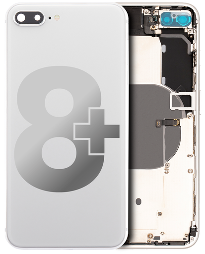 Back Housing W/ Small Components Pre-Installed Compatible For iPhone 8 Plus (Used OEM Pull: Grade C) (Silver)
