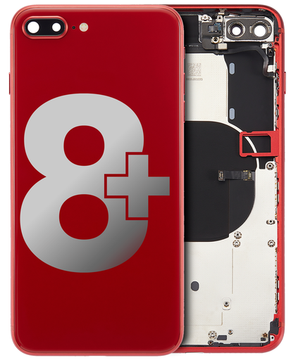 Back Housing W/ Small Components Pre-Installed Compatible For iPhone 8 Plus (Used OEM Pull: Grade B) (Red)