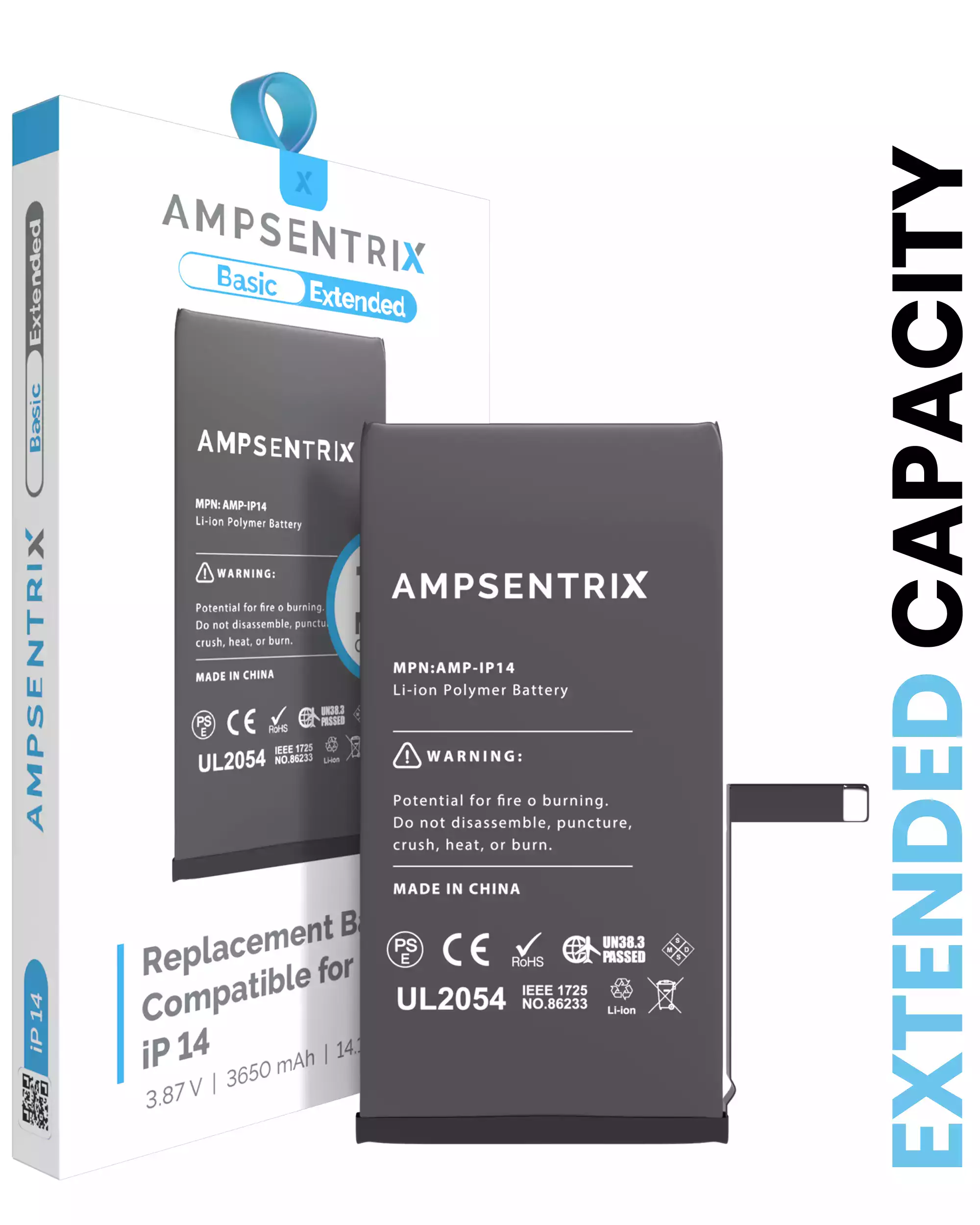 Replacement Battery Compatible For iPhone 14 (AmpSentrix Basic Extended)