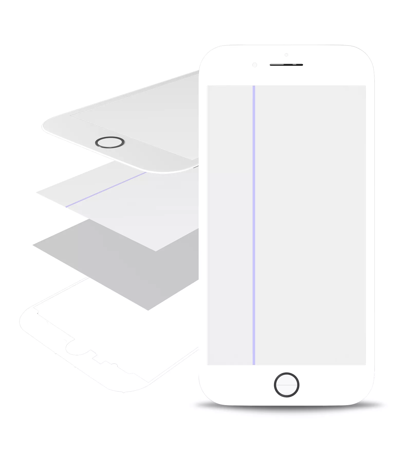 Glass with Frame / OCA / Polarizer Pre-Installed Compatible For iPhone 8 Plus (White)