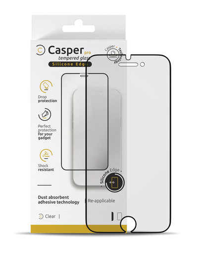 Casper Pro Silicone Tempered Glass Compatible For iPhone 6 Plus / 6S Plus / 7 Plus / 8 Plus (Retail Pack) (Clear)