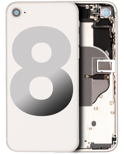 Back Housing W/ Small Components Pre-Installed Compatible For iPhone 8 (Used OEM Pull: Grade C) (Silver)