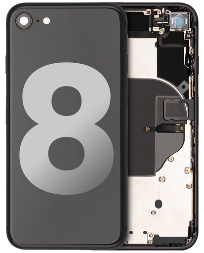 Back Housing W/ Small Components Pre-Installed Compatible For iPhone 8 (Used OEM Pull: Grade C) (Space Gray)