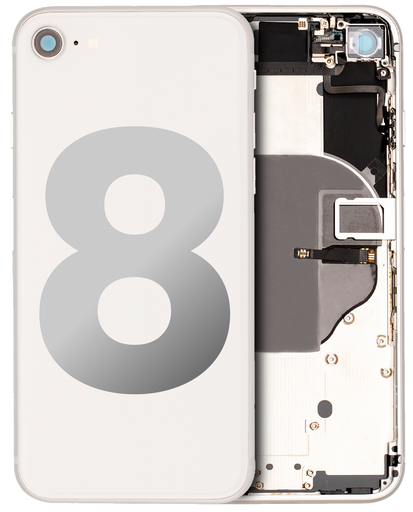 Back Housing W/ Small Components Pre-Installed Compatible For iPhone 8 (Used OEM Pull: Grade B) (Silver)