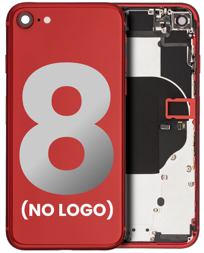 Back Housing W/ Small Components Pre-Installed Compatible For iPhone 8 (No Logo) (Aftermarket Plus) (Red)