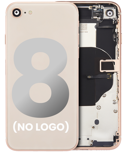 Back Housing W/ Small Components Pre-Installed Compatible For iPhone 8 (No Logo) (Aftermarket Plus) (Gold)