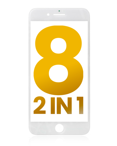 2 in 1 (Front Glass + Frame) Compatible For iPhone 8 (2 Pack) (White)