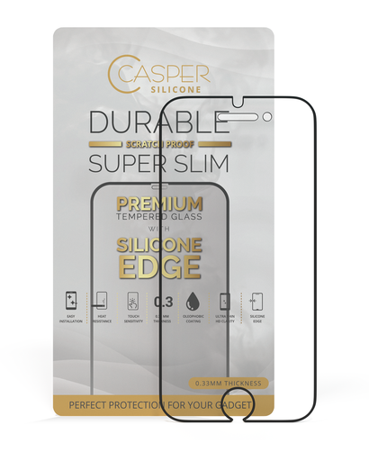 Casper Silicone Tempered Glass Compatible For iPhone 6 / 6S / 7 / 8 (Retail Pack) (Clear)