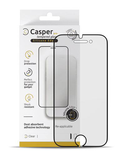 Casper Pro Silicone Tempered Glass Compatible For iPhone 6 / 6S / 7 / 8 (Retail Pack) (Clear)