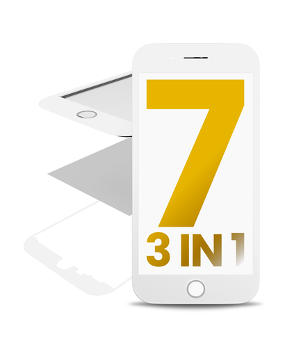 3 in 1 (Front Glass + Frame + OCA Pre-Installed) Compatible For iPhone 7 (2 Pack) (White) (OCA Master)