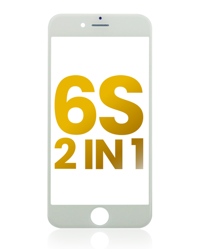 2 in 1 (Front Glass + Frame Pre-Installed) Compatible For iPhone 6S (2 Pack) (White)