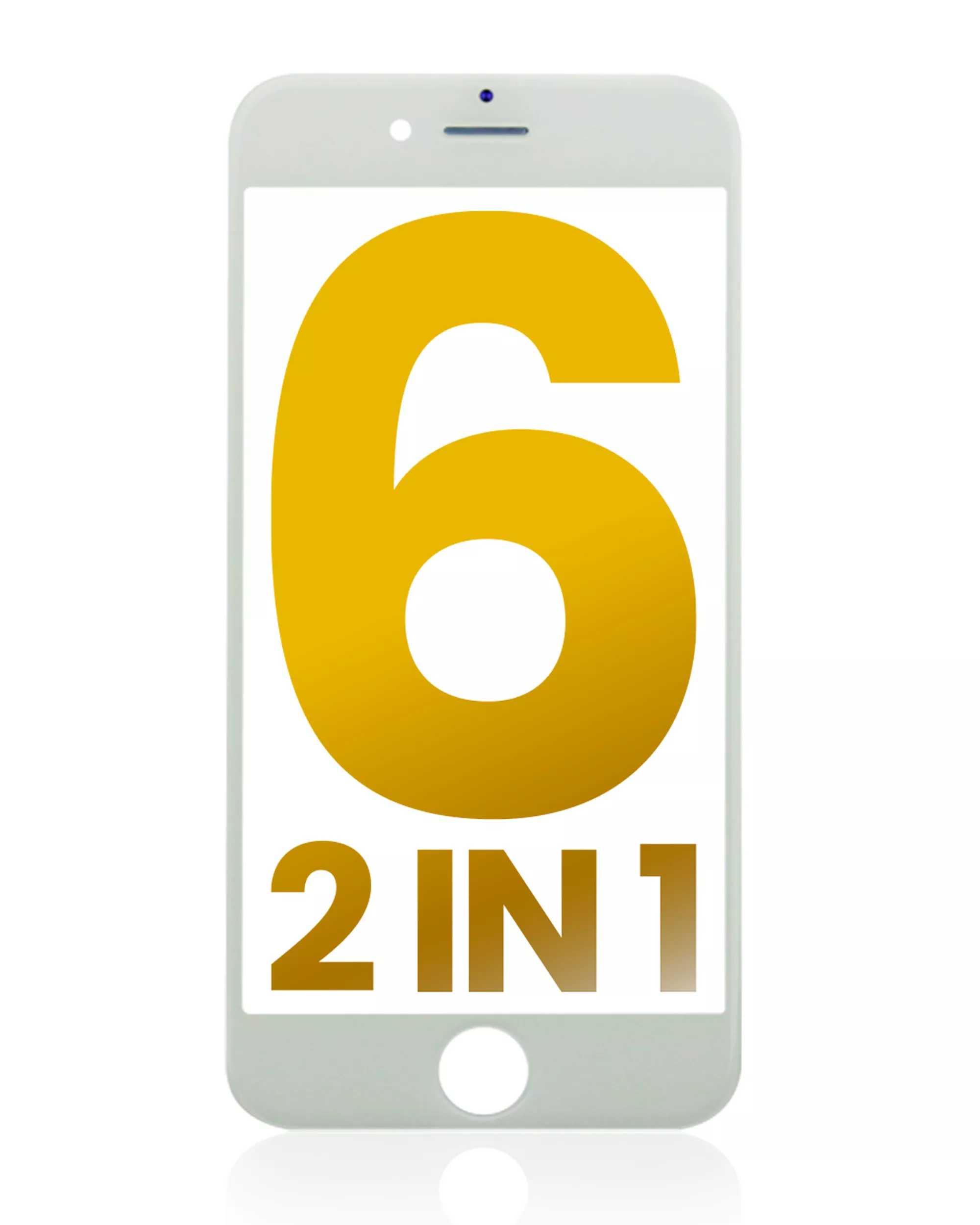 2 in 1 (Front Glass + Frame Pre-Installed) Compatible For iPhone 6 (2 Pack) (White)