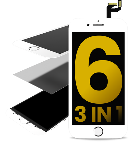 3 in 1 (Front Glass + Frame + OCA Pre-Installed) Compatible For iPhone 6 (White) (2 Pack)