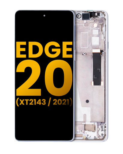 LCD Assembly With Frame Compatible For Motorola Edge 20 (XT2143/2021) (Refurbished) (Frosted White)