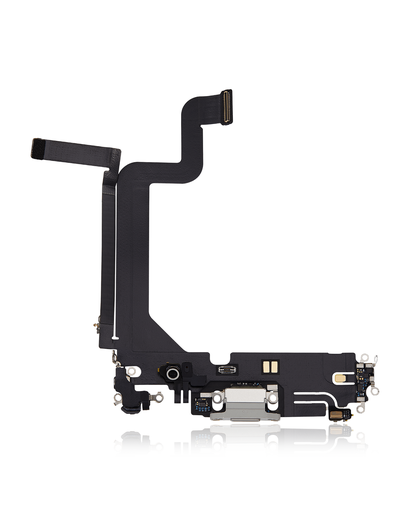 Charging Port Flex Cable Compatible For iPhone 14 Pro Max (Used OEM Pull) (Silver)
