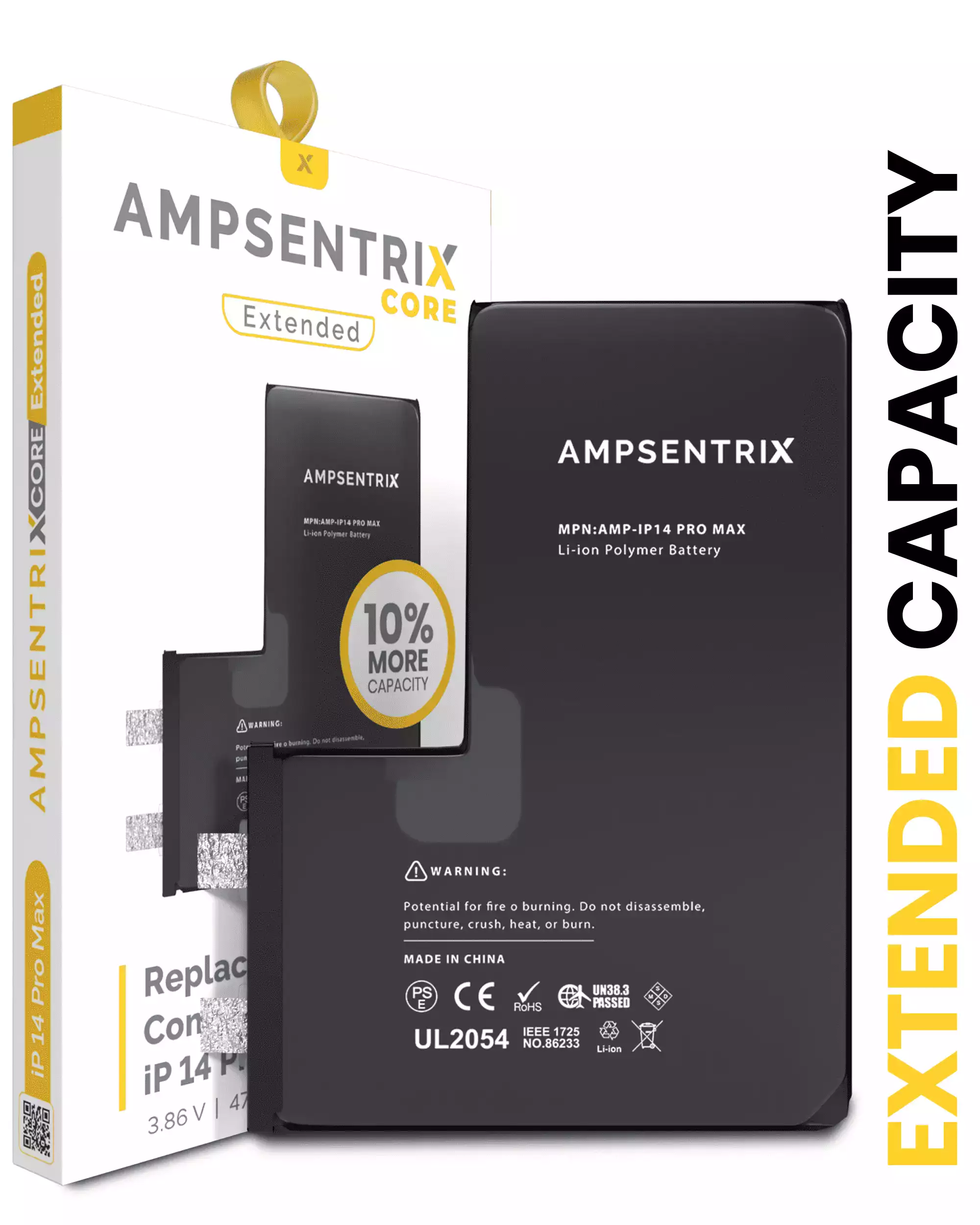 Replacement Battery Compatible For IPhone 14 Pro Max (Spot Welding Required) (AmpSentrix Core Extended)