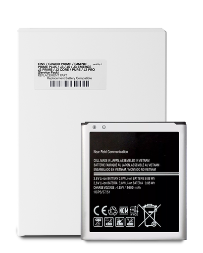 Replacement Battery For Galaxy On5 (G550)/Grand Prime (G530)/Grand Prime Plus/J3 (J320/2016)/J5 (J500/2015)/J3 Emerge (J327/2017)/J3 (J337/2018)/J2 Prime (G532)/J2 Core/Pure (J260/2018)/J2 Pro (J210) (Service Pack)