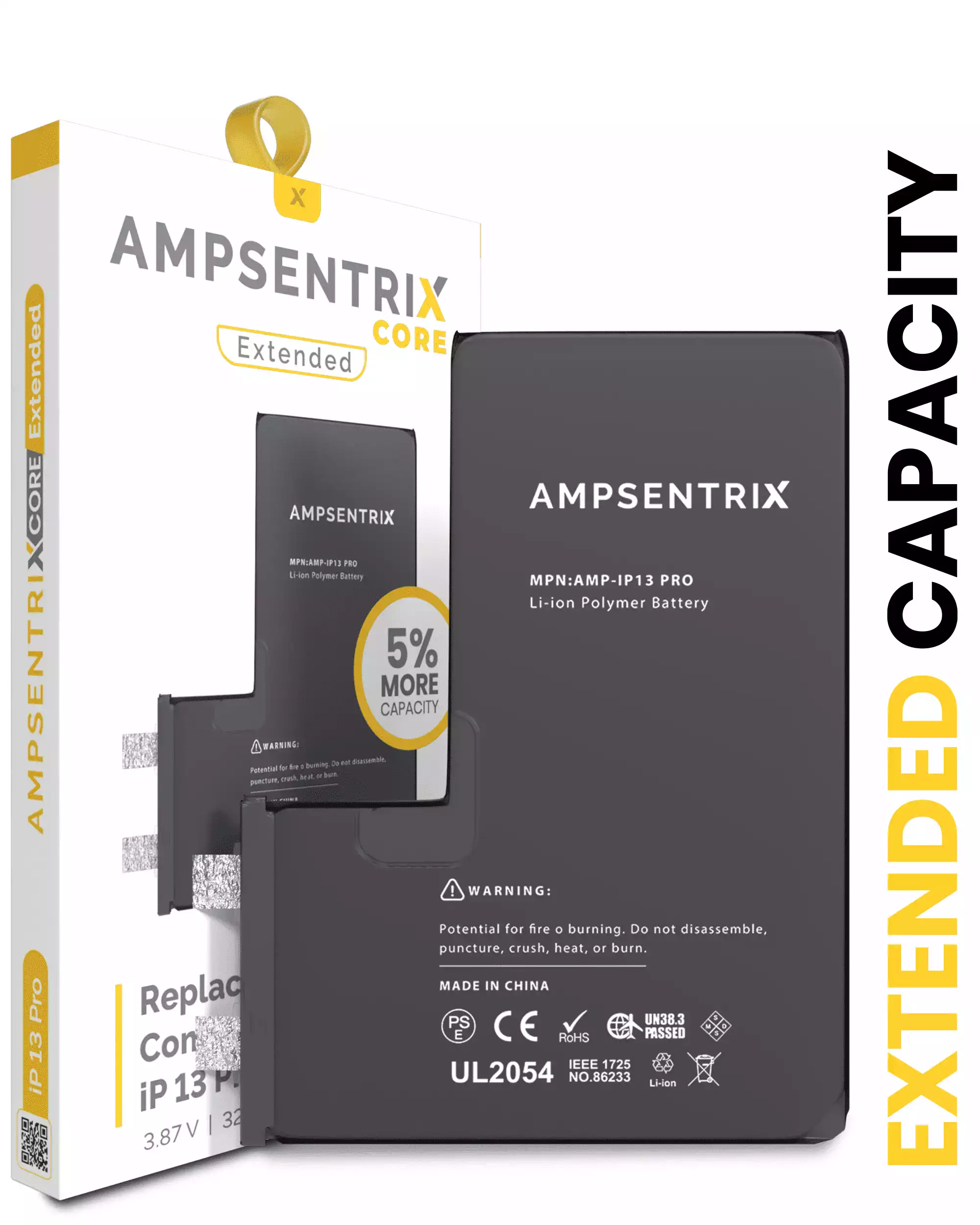 Replacement Battery Compatible For IPhone 13 Pro (Spot Welding Required) (AmpSentrix Core Extended)