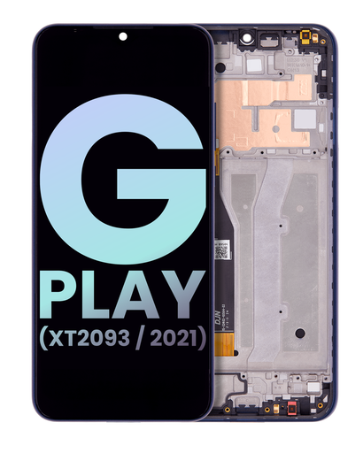 LCD Assembly With Frame Compatible For Motorola Moto G Play (XT2093/2021) (Genuine OEM) (Misty Blue)