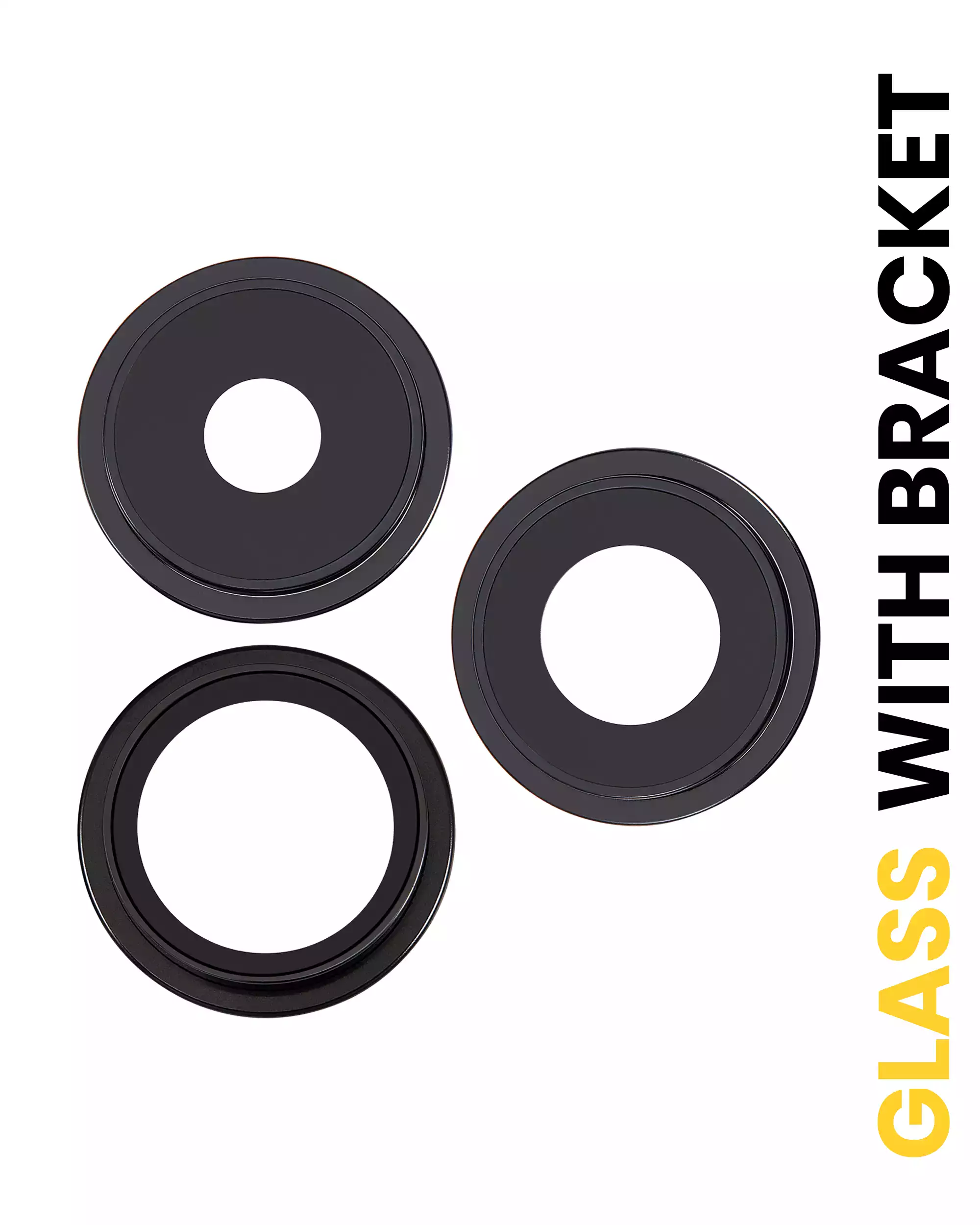 Back Camera Lens With Bracket &amp; Bezel Compatible For iPhone 15 Pro (3 Piece Set) (Premium) (Black Titanium)