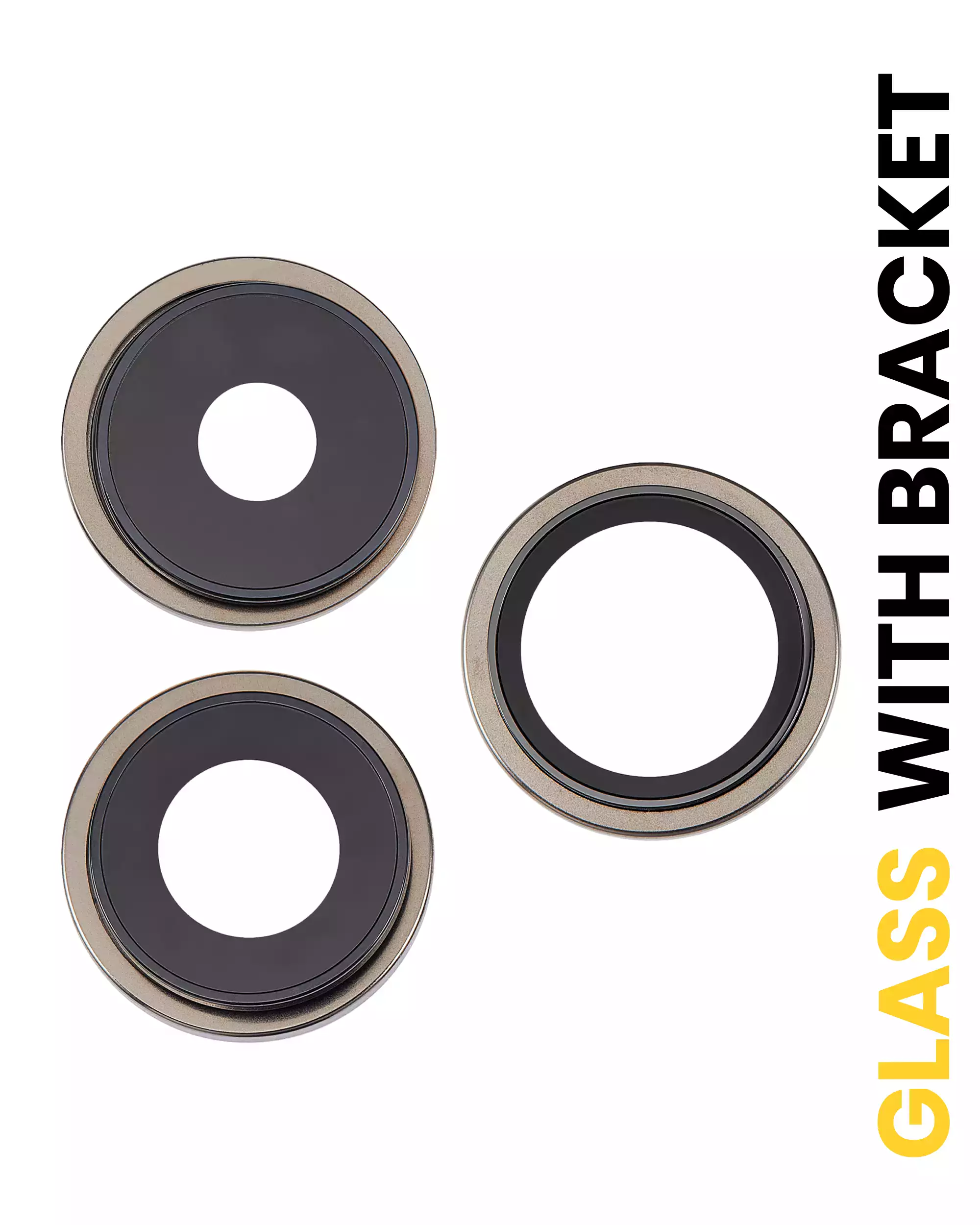 Back Camera Lens With Bracket &amp; Bezel Compatible For iPhone 15 Pro (3 Piece Set) (Premium) (Natural Titanium)