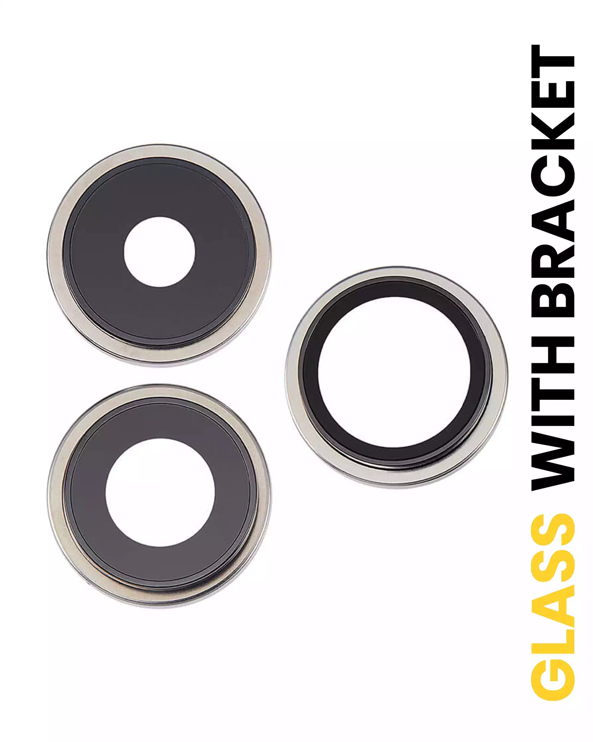 Back Camera Lens With Bracket &amp; Bezel Compatible For iPhone 15 Pro (3 Piece Set) (Premium) (White Titanium)