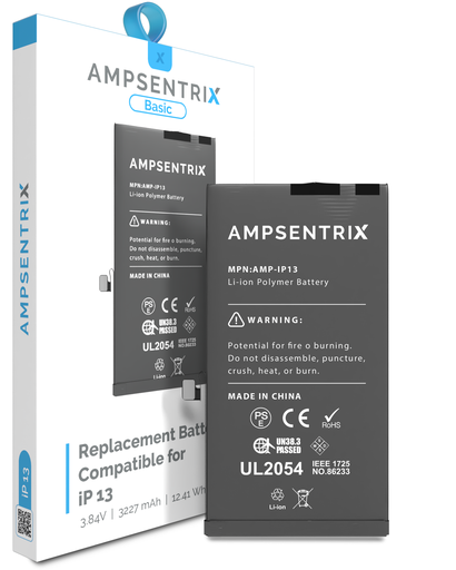 Replacement Battery Compatible For iPhone 13 (AmpSentrix Basic)