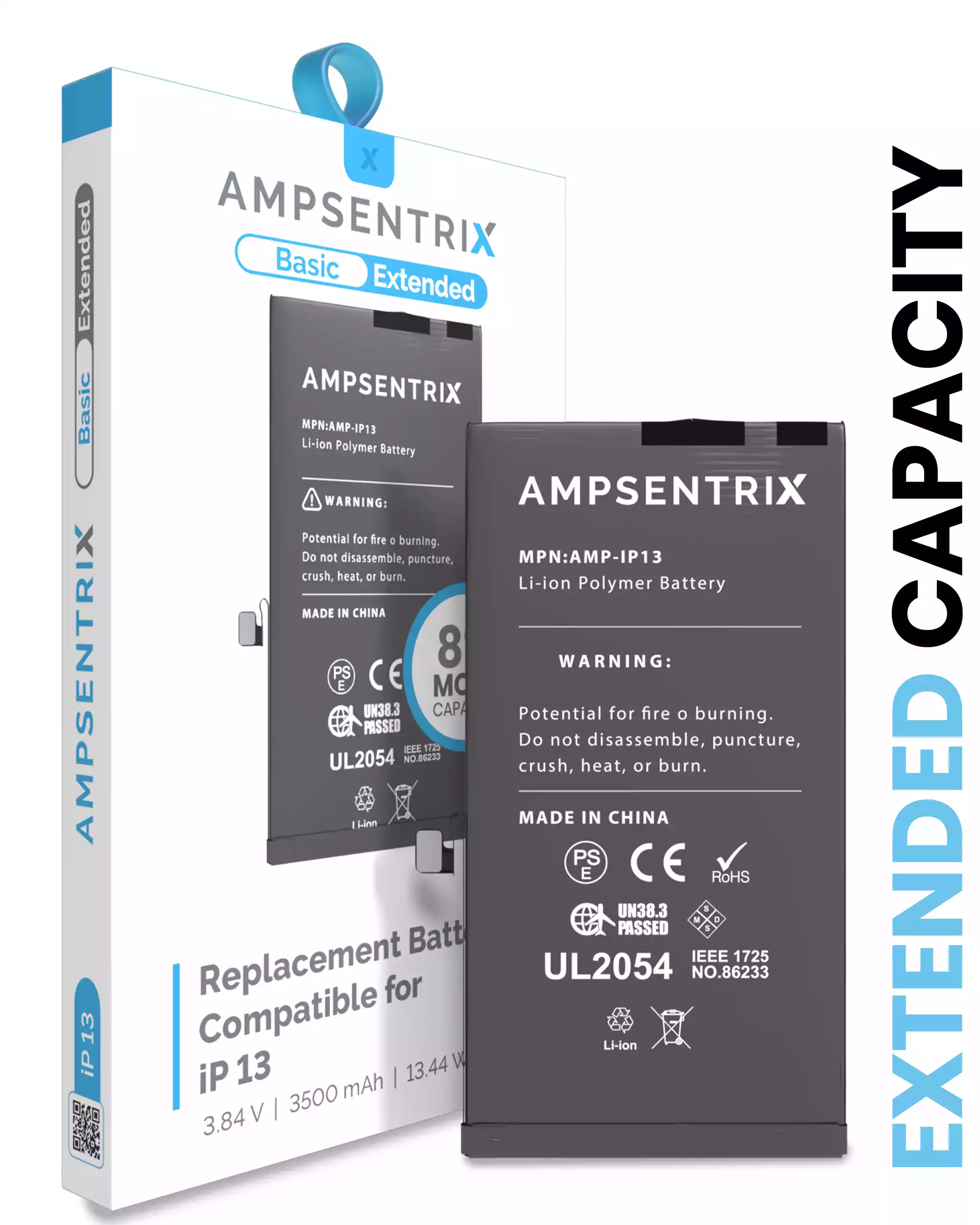 Replacement Battery Compatible For iPhone 13 (AmpSentrix Basic Extended)