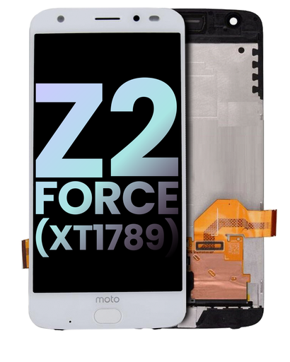 OLED Assembly With Frame Compatible For Motorola Moto Z2 Force (XT1789/XT1789-01/2017) (Genuine OEM) (White)