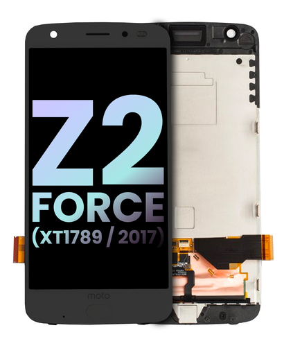 OLED Assembly With Frame And Fingerprint Scanner Compatible For Motorola Moto Z2 Force (XT1789/2017) (Genuine OEM) (Black)