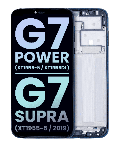 LCD Assembly With Frame Compatible For Motorola Moto G7 Power (XT1955-6/XT1955Dl)/G7 Supra (XT1955-5/2019) (Genuine OEM) (Marine Blue)