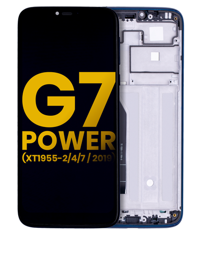LCD Assembly With Frame Compatible For Motorola Moto G7 Power (XT1955-2/4/7/2019) (International Version) (154MM) (Refurbished) (Marine Blue)
