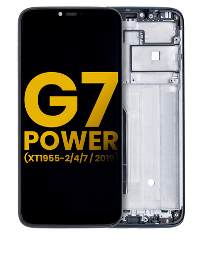 LCD Assembly With Frame Compatible For Motorola Moto G7 Power (XT1955-1/2/4/7/2019) (International Version) (154MM) (Refurbished) (Ceramic Black)