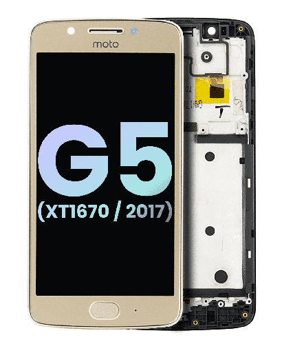 LCD Assembly With Frame Compatible For Motorola Moto G5 (XT1670/2017) (Genuine OEM) (Gold)