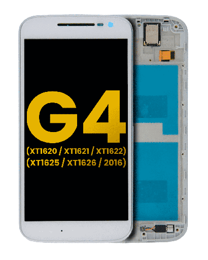 LCD Assembly With Frame Compatible For Motorola Moto G4 (XT1620/XT1621/XT1622/XT1625/XT1626/2016) (Refurbished) (White)