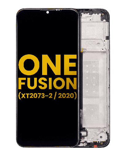 LCD Assembly With Frame Compatible For Motorola One Fusion (XT2073-2/2020) (Refurbished) (Black)