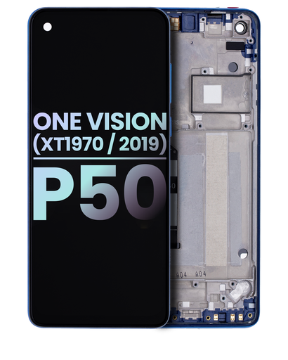 LCD Assembly With Frame Compatible For Motorola One Vision (XT1970/2019)/P50 (Genuine OEM) (Sapphire Gradient)