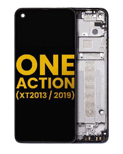 LCD Assembly With Frame Compatible For Motorola One Action (XT2013/2019) (Refurbished) (Denim Blue)
